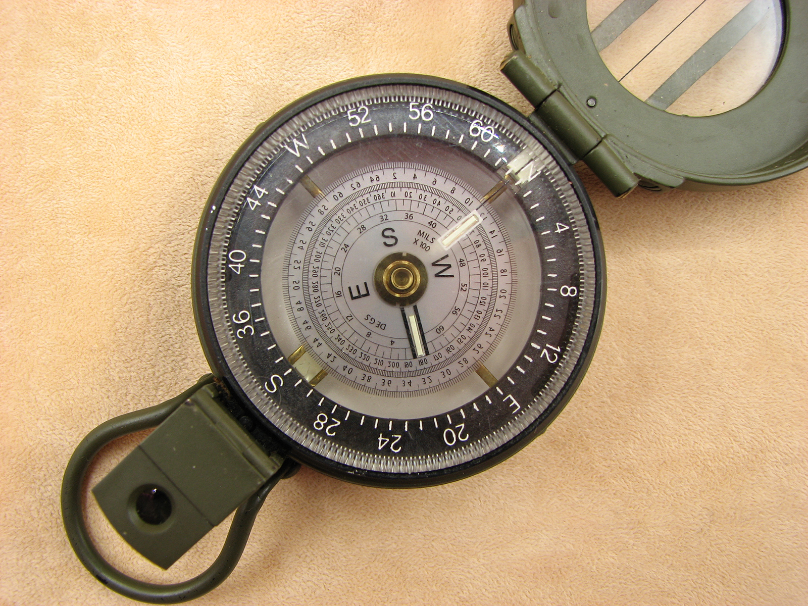 Francis Barker M88 mils & degrees prismatic compass with pattern 58 canvas pouch